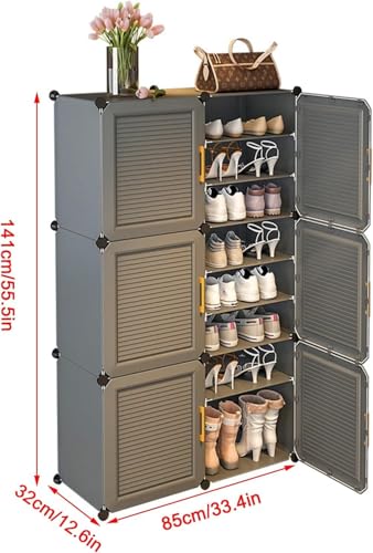 Image of EXVITO 6 Tier Shoe Rack with Shelf, Folding Shoe Rack for Bedroom, Living Room,Entryway, Footwear Stand for Home, Organizer, ShoeRack Plastic | Plastic Shoes Rack for Home - HT-Grey
