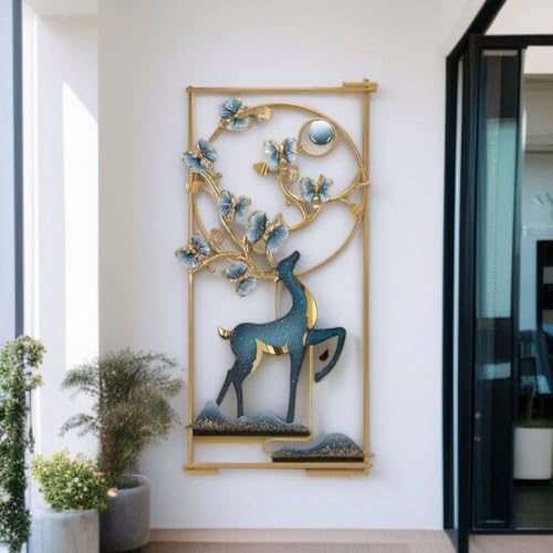 Image of Framing Hub Metal Deer Wall Decor Multicolor Hanging Art Frame for Living Room, Bedroom, Office & Hotel Decoration (Size 24x42 Inch)