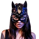 Mumbobyswim Women Leather Masks Bunny Mask Leather Cat Rabbit Mask Masquerade Party Half Face Masks for Cosplay Halloween Easter Costume Props Accessory (EM-042)