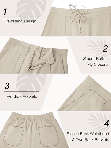 Tall Mens Casual Linen Pants 31/33/35/37 Inseam Beach Slacks Summer Long Drawstring Straight Leg Relaxed Fit4