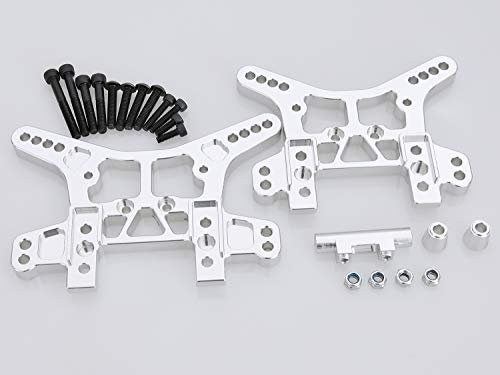 GTBracing CNC Aluminum Damper Bridge Front + Rear Shock Tower for LOSI DBXL DBXL-E MTXL (Front +Rear, Silver)