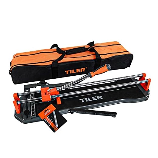 TILER 24 Inch Manual Tile Cutter, Professional Porcelain Tile Cutter W/Aluminum Cutting Wheel Removable Scale, Cutting up to 0.55", Anti Skid Rubber Surface, Come W/A Carry Bag