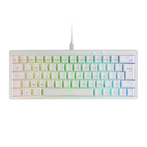 Mars Gaming MKMINIPRO, Teclado Mecánico Ultra-Compacto 60%, Switches Mecánicos Hot-Swappable, Iluminación RGB Chroma, Teclado Gaming Antighosting, Multiplataforma, Switch Marrón, Español, Blanco