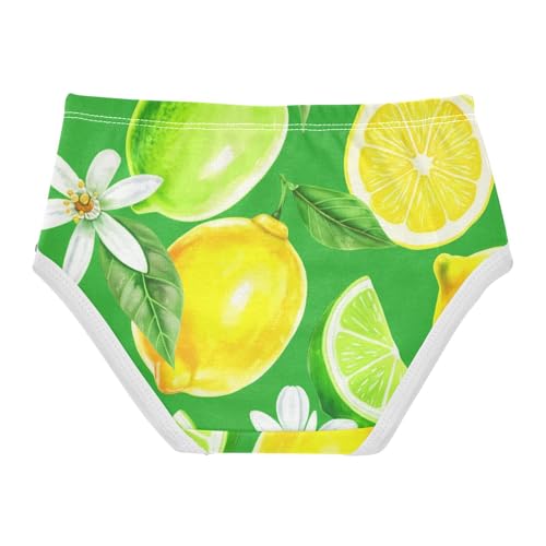 Sliced Yellow Lemons Limes Green Little Girl Panties Girls Underwear Toddlers Cotton Designer Kids Undies Briefs 2t2