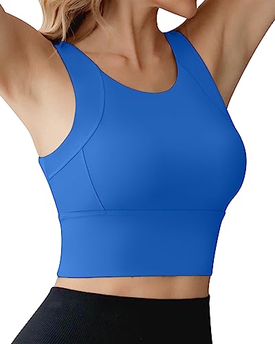 Image of Ama Larsi High Neck Longline Sports Bra for Women | Padded, Medium Impact, Wirefree, Workout Crop Tank Tops, Yoga Gym