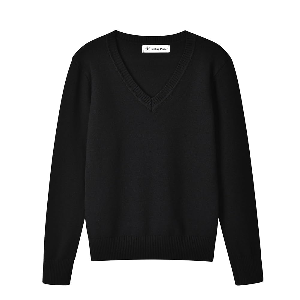 SMINLING Pinker Boys Sweater Pullover School Uniform V-Neck Soft Cotton Clothing