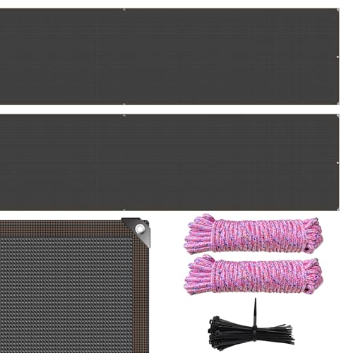 2Pcs Balcony Privacy Screen, 1×3m Privacy Fence Screen with Reinforced Edge,Breathable Privacy Protective Mesh Shade Net Cover, Mesh Fencing Cover with 20 Zip Ties for Yard Porch Patio