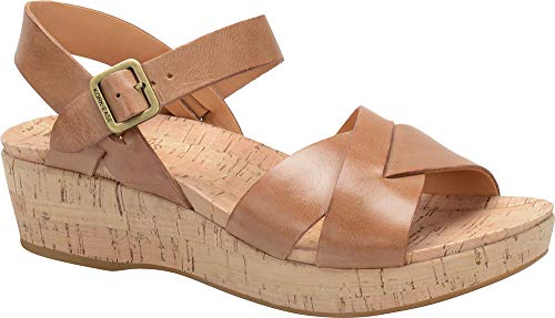 KORK-EASE Women's Myrna 2.0 Ankle Strap Wedge Sandal, Golden Sand, 8(M) US