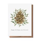 Wunderkid You FineCone, Funny Happy Holidays Merry Christmas New Year Card for Her Him Boyfriend Girlfirend Husband Wife Best Friend (1 Single Card, Blank inside)
