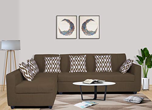 Image of Adorn India Rio Highback L Shape 6 Seater Sofa Set (Left Side Handle) (Camel)