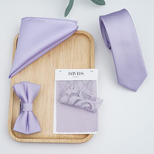 Zenxus Boy's Solid Lilac Lavender Tie With Pocket Square Set, Small Necktie For Children And Kids, Self-Tied #TOP2