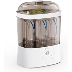 Bear Bottle Sterilizer and Dryer, 2-Layer Electric Steam Sanitizer | 99.9% Sterilization, HEPA Drying No Water Spots, 48hr Ready-To-Use, Fits 6 Bottles & Pump Parts, Quiet Operation