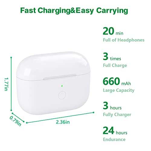 Wireless Charging Case Compatible With Airpods Pro, Qi-Certified For Airpods Pro Charger Replacement Cases, Support Bluetooth Pairing&Sync Button,660 Mah Built-In Battery,White(Earbuds Not Included) #TOP2