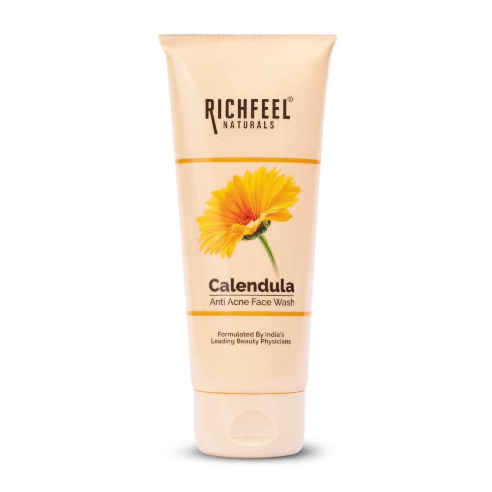 Richfeel Anti Acne Calendula Face Wash | Power of Soothing Calendula Extracts | For Skin prone to Acne & Blemishes | Physician Formulated | Helps Calm & Replenish Skin | 100 g
