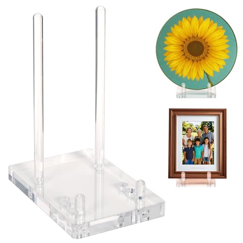 Acrylic Plate Stand for Display Adjustable Clear Acrylic Plate Holder Picture Easel Stand Book Stand and Display Holder for 6-14 Inch Decorative Plate Record Plaque Photo Platter Tabletop Art