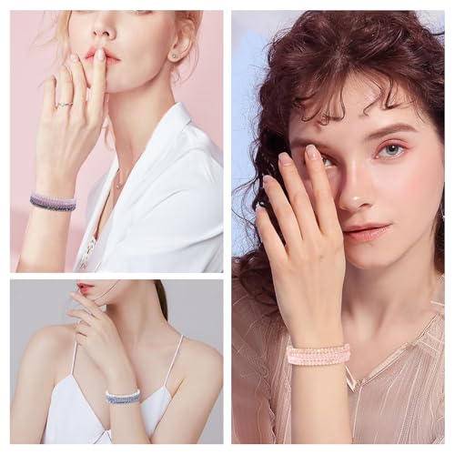 GUSXPPD Damen Kristall Perlen Armband, Mehrschichtiges Steine Armband, Boho Modeschmuck Armbänder Damen, Mehrschichtige Kristall Stein Perlen Armbänder für Frauen Mädchen (Bunt 4)