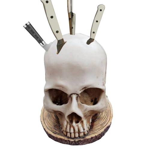 Bloque de cuchillos cráneo, soporte de cuchillos cráneo para la cocina - Soporte de cuchillos de almacenamiento de horror,Soporte de herramientas de cocina gótica, bloques de cuchillos de cocina