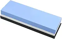Pedra de Amolar Dupla Face para Facas, Grãos 400/1000, com Base Antiderrapante (Azul e Branco)