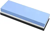 Pedra de Amolar Dupla Face para Facas, Grãos 400/1000, com Base Antiderrapante (Azul e Branco)