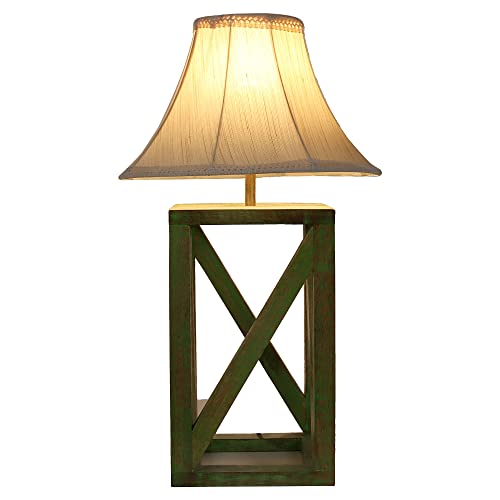 Image of tu casa Handcrafted Mango Wood Table Lamp with Brown Cotton Fabric Shade | Decorative Bedside Night Lamp for Bedroom & Living Room | Wooden Nightstand & Study Table Lamp for Home Decor & Gifting