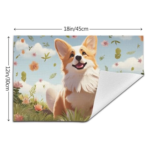 Sets de table en PVC tissé Corgi lavables pour protéger la table - 3