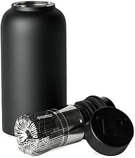 T2 Tea H999BU077 - Insulated Matcha Tea Flask with Stainless Steel Whisk, Black, 300ml