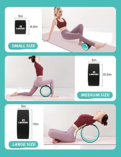 Yoga Wheel Set of 3, Back Roller for Back Pain Relief, Stretching, Multifunctional Back Wheel Improve Flexibility, Strength & Backbends, Deep Tissue Massage, Size 13/10.5/6.5''