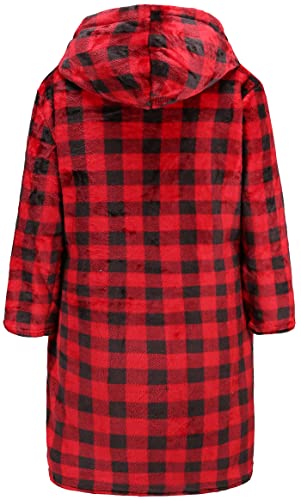 Image of Kids Hooded Bathrobe Girls Soft Plush Hooded Flannel Pajamas Sleepwear Boys Spa Robe