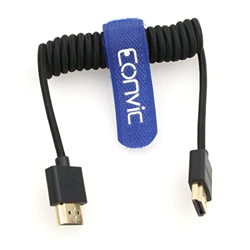 Eonvic 2.1 HDMI 8K Extender - High Speed Coiled Cable for Atomos Ninja V Sony a7siii, Portkeys BM5 Monitor (Black Braided Coiled HDMI) - Image 4