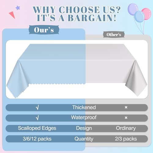 Image of NatNarr 6 Pcs Gender Reveal Plastic Tablecloths, Pink Blue Table Cover