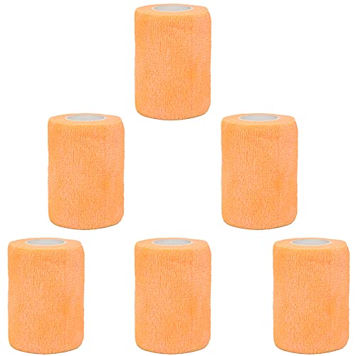 KEQCQE 自着性伸縮包帯 弾力包帯粘着包帯テーピング バンテージ ペット 犬 猫防水不織布 関節サポート 伸縮性 通気性 6巻入