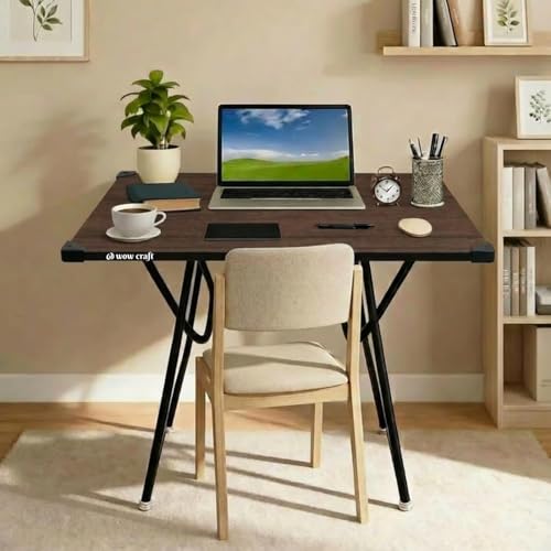 Image of Mighty Home Multipurpose Foldable Study Table | Laptop Desk for Home & Office | 2-Seater Dining Table | Portable Design | Safe Corner Protection | Engineered Wood Top & Metal Frame | Brown