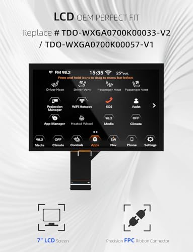 Image of 7 inch Uconnect LCD Display Replacement Compatible with Jeep Compass 2017 2018 2019 2020 & Renegade 2018 2019 2020 OE Part # TDO-WXGA0700K00033-V2 TDO-WXGA0700K00057-V1