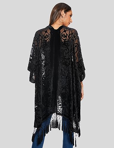 Image of MJ SERECA Women's Casual Long Velvet Kimono