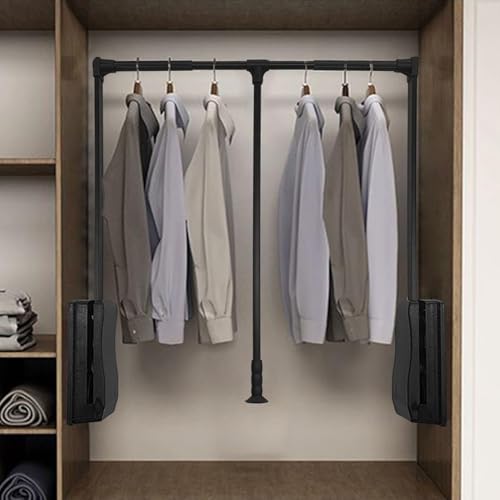 Tringle de penderie rétractable en aluminium pour optimiser l'espace d'une armoire - 4