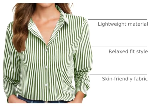 Image of Soft Wrinkle-Free Button Down Stretch Shirts for Women, Breathable Moisture-Wicking Casual Work Dress Tops