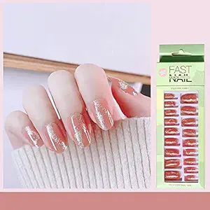 Sunkizzrs Nails Extension Artificial Nail Everlasting French Tip False Nails Acrylic Full Fake Nail Art Set Tips With Nail Adhesive Stickers & Nail File 24pcs