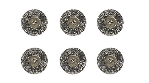 6 Pack of Steel Mounted Crimped Wire Wheel Brushes 3/32" Hole Jewelry Cleaning Metal Polishing Rotary Tool