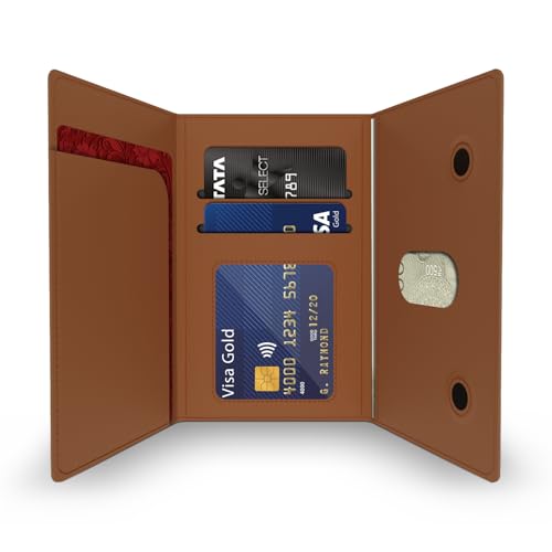 Image of GRIPP Mag Pocket Wallet Card Holder Compatible with Mag-Safe for iPhone 17 /16 /15 /14 /13 /12 Series & All Mag-Safe Phone Cases, Premium Leather, Strong Magnetic Alignment - Brown