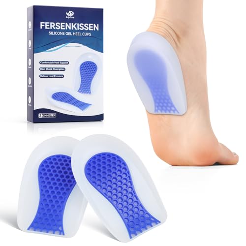 AnjoCare Talonnettes en Gel, Semelle Silicone Talon Absorbant les Chocs avec Soutien et Amorti, Talonnette Silicone Respirante pour Hommes et Femmes (1 Paire)