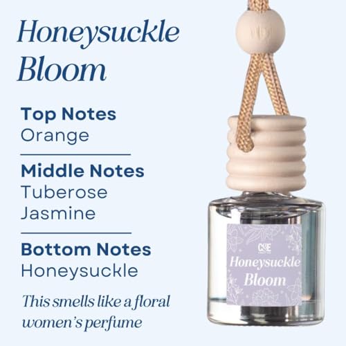 Image of C&E Craft Co Hanging Car Air Freshener Diffuser 2 Pack, Long Lasting Fragrance Oil Car Freshener, Glass Bottle Auto Air Freshener, Made in USA (Honeysuckle Bloom)