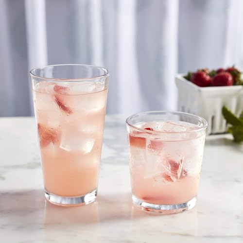 Image of Libbey Flare Rocks, Glass Tumbler Set, Stylish Lead-Free Drinking Glasses Set of 16, Dishwasher-Safe Glass Cups Set for Daily Use and Parties