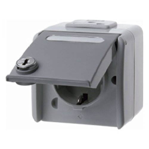 Preisvergleich Produktbild Hager AQUATEC Steckdose SCHUKO mit Verschluss für Schlüssel und Rotulo