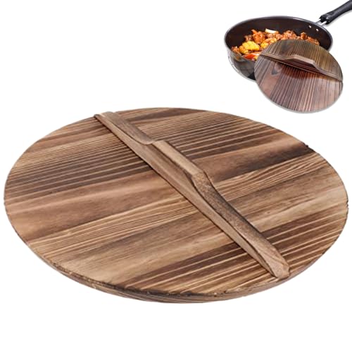 Pineeseatile Wokdeckel, 12 Zoll Wokdeckel aus Naturholz, Verbrühungsschutz-Topfdeckel, runder Ersatz-Topfdeckel mit Griff für Küche, Camping, Picknick, Wokdeckel Pineeseatile Wokdeckel, 12 Zoll Wokdeckel aus Naturholz, Verbrühungsschutz-Topfdeckel, runder Ersatz-Topfdeckel mit Griff für Küche, Camping, Picknick, Wokdeckel