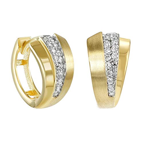 SILVEGO - QRGE604 - Pendientes para Mujer de Oro Amarillo 14 K Aros con Circonitas Cover