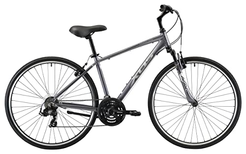 XDS Cross200 21 Speed Hybrid Bike Commuter City Bike, for Men and Women, 700C Wheel Lightweight Aluminum Alloy Frame (Shiny Grey, Frame Size 15')