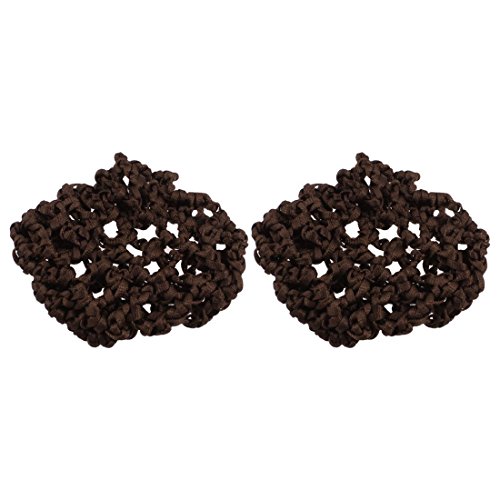 uxcell 2 Pcs Lady Ballet Dance Skating Nylon Bun Cover Hair Nets Brown