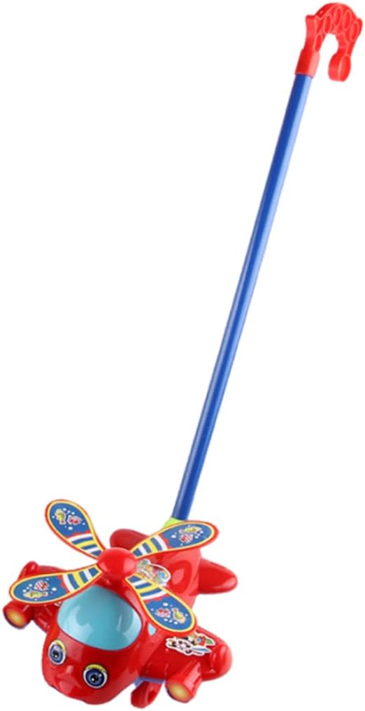 Push Along Toys Baby Pushing Airplane Toy with Long Handle Walking Toy for Toddlers