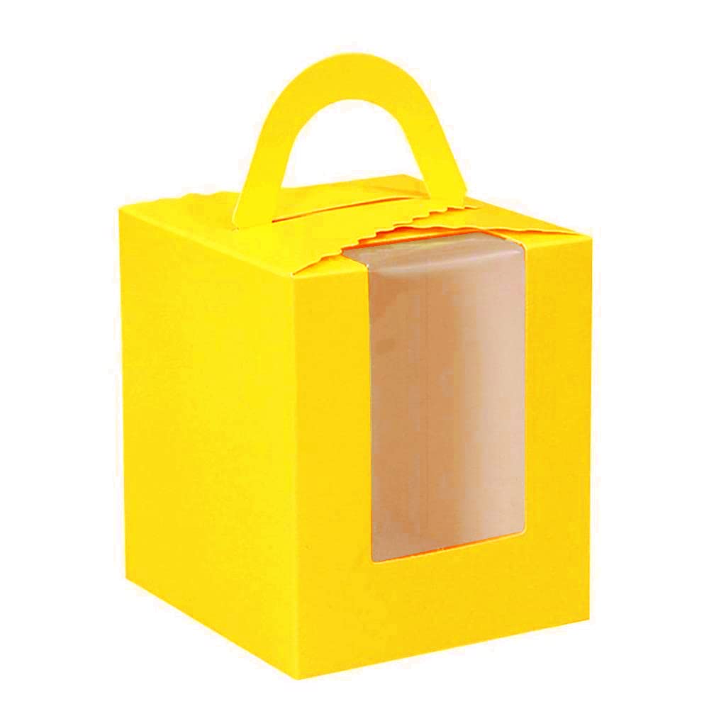 Van Der Linn Single Cupcake Boxes, Individual Cake Boxes With Display Window Box Cup Cakes (Yellow (5boxes))