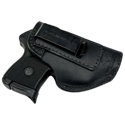 The Defender Leather IWB Holster - Made in USA - Fits Ruger LCP, LCP2, Sig P238, P290, S&W Bodyguard .380 and Most .380's - Made in USA - Black Right Handed Cover